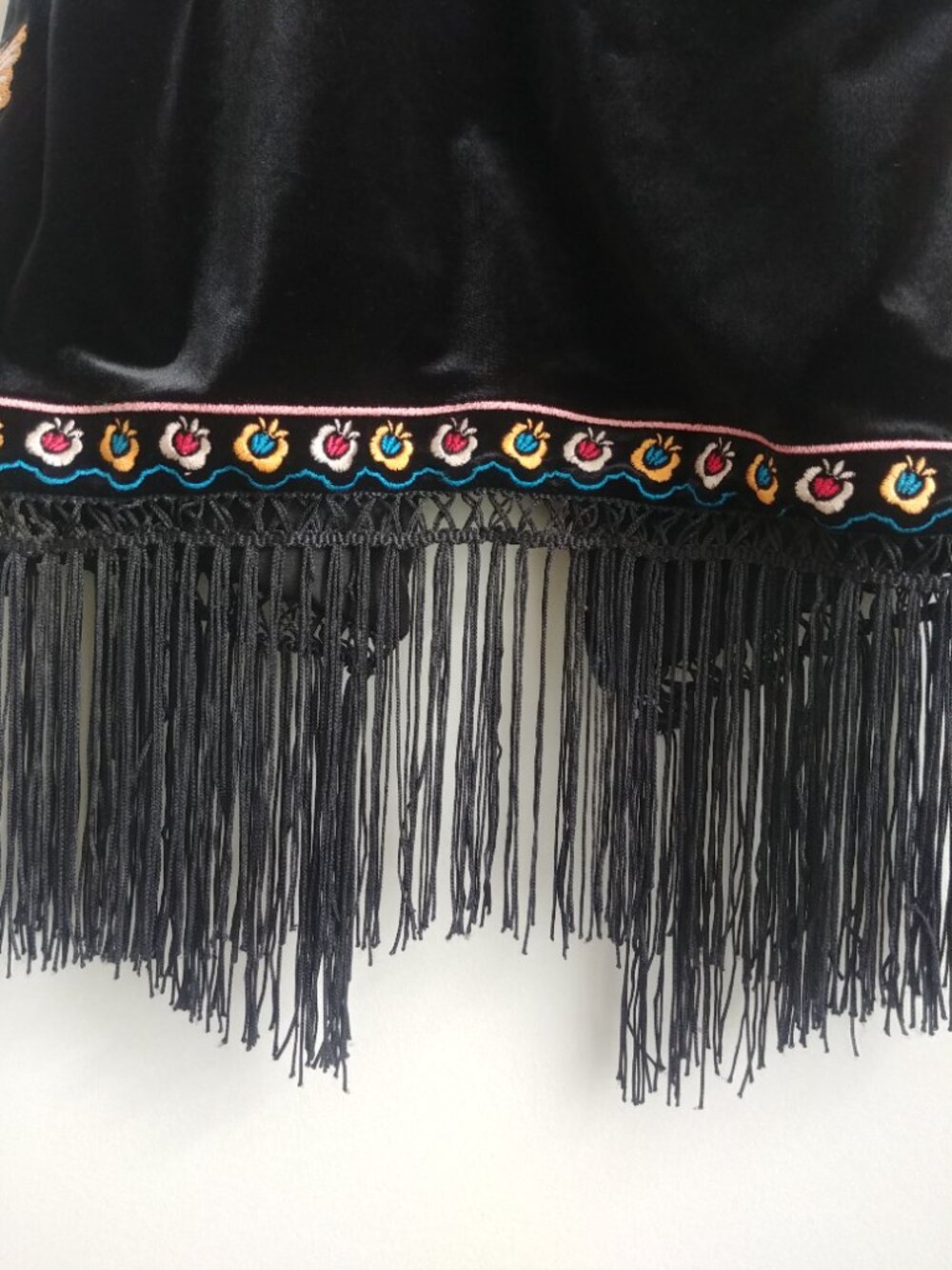 Forever 21 Small black velvet embroidered vest with long tassel fringe - Picture 4 of 15